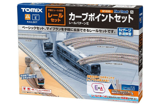 Tomix 91030 Fine Track Rail Set Curve Point Set (Track Layout Pattern E) (N scale)